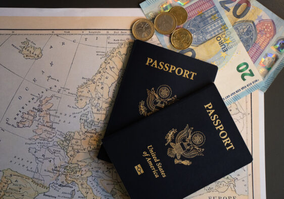 Passports and map